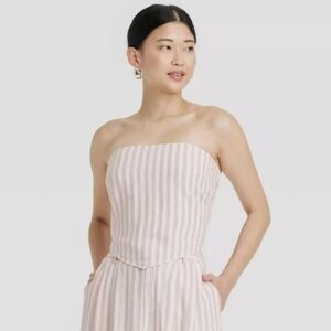 A New Day Stripe Tie Back Linen Blend Top